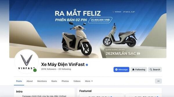 Giao diện fanpage chính thức do VinFast vận hành - Sputnik Việt Nam