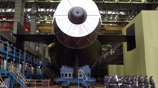 Tàu ngầm hạt nhân Khabarovsk của Nga hạ thủy tại Severodvinsk - Sputnik Việt Nam