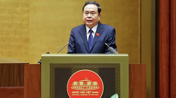 Chủ tịch Quốc hội Trần Thanh Mẫn, Chủ tịch Hội đồng Bầu cử Quốc gia phát biểu khai mạc Hội nghị - Sputnik Việt Nam