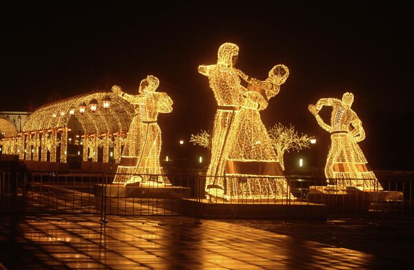 Hệ thống đèn trang trí trên Đồi Poklonnaya, Moskva - Sputnik Việt Nam