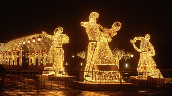 Hệ thống đèn trang trí trên Đồi Poklonnaya, Moskva - Sputnik Việt Nam