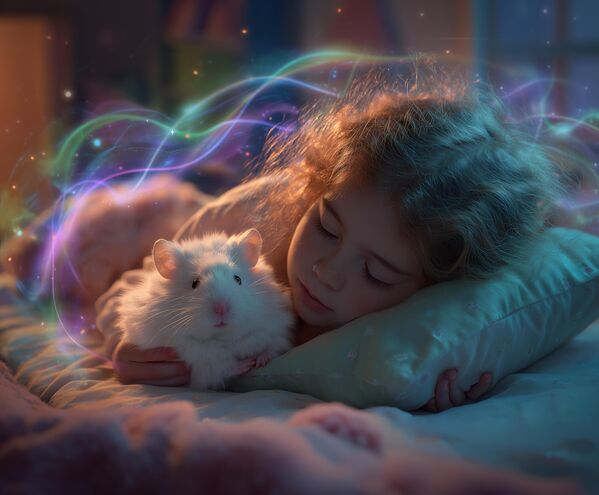 Chuột Hamster Sonico (Sonicus hamsteris) là thú cưng giảm căng thẳng hoàn hảo cho năm 2100.Ngoại hình và đặc điểm: Khi được vuốt ve, chuột Hamster Sonico "rung" với các rung động giúp giảm căng thẳng.Kích thước: 10-12 cm, lớp phủ nano không gây dị ứng, không rụng lông và tự làm sạch. Bao gồm chip sinh học kéo dài tuổi thọ. - Sputnik Việt Nam