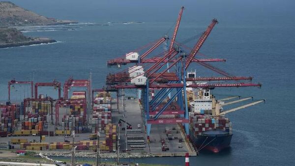 Một tàu chở hàng đang neo đậu tại cảng biển La Guaira, Venezuela. - Sputnik Việt Nam