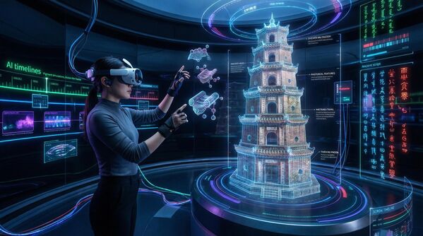 3.2 Tương lai trong hình dung truyền thống và thực tại cyber: Mai, "người phục chế thời gian". Dự án của cô: Số hóa di sản Huế. Trong thực tế ảo, với độ chính xác đến từng phân tử, cô khôi phục những hoa văn mất trên ngói hoàng cung, còn AI hỗ trợ mô phỏng quá trình phai màu tự nhiên của sắc tố trong 300 năm qua - Sputnik Việt Nam