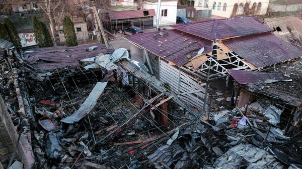 Hậu quả cuộc tấn công bằng máy bay không người lái của lực lượng vũ trang Ukraina vào làng Khorly thuộc tỉnh Kherson - Sputnik Việt Nam