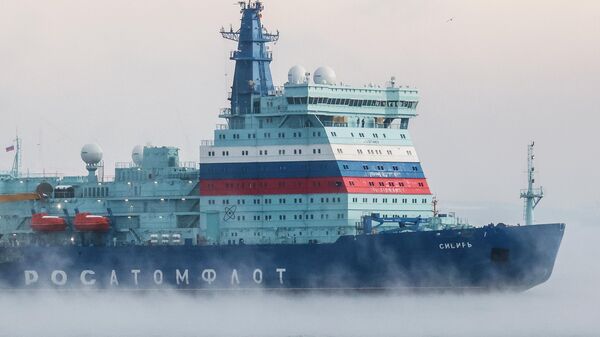 Tàu phá băng hạt nhân mới Sibir của Nga tại vùng Murmansk - Sputnik Việt Nam