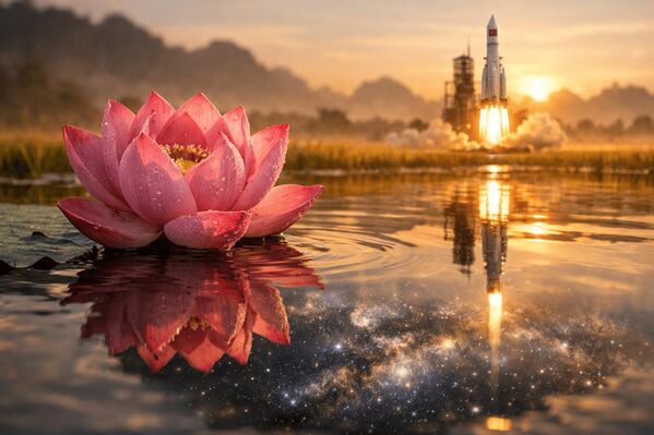 Từ sen đến quỹ đạo: Một ẩn dụ cho hành trình chuyển mình của đất nước, từ nền văn minh lúa nước đến kỷ nguyên chinh phục không gian, nhưng vẫn giữ nguyên cội nguồn và bản sắc dân tộc - Sputnik Việt Nam