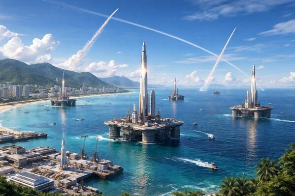 Vũng Tàu 2.0 - Cảng vũ trụ: Bước chuyển mình mang tính cách mạng về công nghiệp. Bước chuyển đổi từ một trung tâm khai thác tài nguyên truyền thống, Vũng Tàu trở thành trung tâm xuất khẩu dịch vụ công nghệ cao, nơi đặt cảng phóng và cung cấp dịch vụ bảo dưỡng vệ tinh - Sputnik Việt Nam