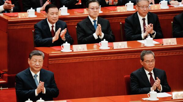 Chủ tịch Trung Quốc Tập Cận Bình tại lễ bế mạc kỳ họp thứ 4 của Ủy ban Toàn quốc Hội nghị Hiệp thương Chính trị Nhân dân Trung Quốc khóa 14 tại Bắc Kinh. - Sputnik Việt Nam