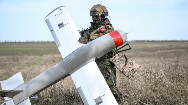 Công việc của phi hành đoàn UAV Molniya-2 của Quân đoàn 58 trên hướng Zaporozhye - Sputnik Việt Nam