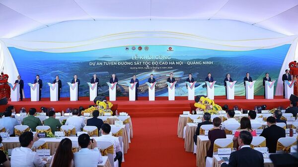 Thủ tướng Lê Minh Hưng dự Lễ khởi công Dự án tuyến đường sắt tốc độ cao Hà Nội-Hải phòng - Sputnik Việt Nam