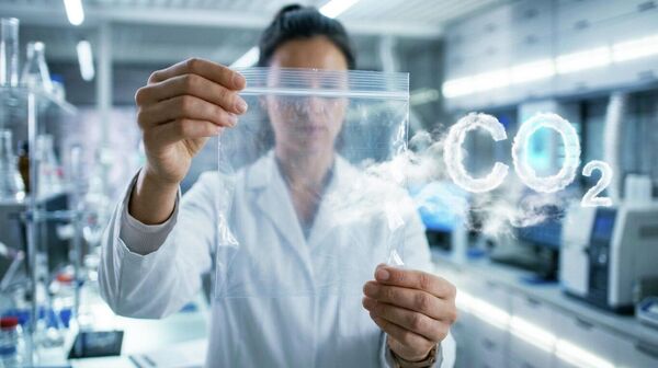 Một nhà khoa học nữ cầm một chiếc túi nhựa trên tay - Sputnik Việt Nam