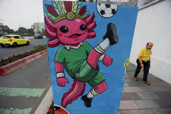 Hình graffiti vẽ kỳ nhông Mexico trước World Cup 2026. - Sputnik Việt Nam
