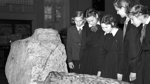 Посетители у самого большого осколка Сихотэ-Алинского железного метеорита массой 1745 кг. Грандиозный железный метеолитный дождь прошел в горах Сихотэ-Алинь (Приморский край) 12 февраля 1947 года. Общая масса осколков оценивается в 23 тонны - Sputnik Việt Nam