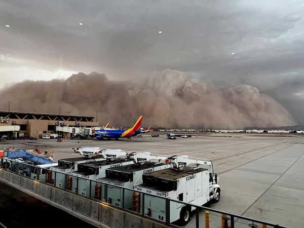 Đám mây bụi khổng lồ trên Sân bay Quốc tế Phoenix Sky Harbor, Hoa Kỳ, năm 2025. - Sputnik Việt Nam