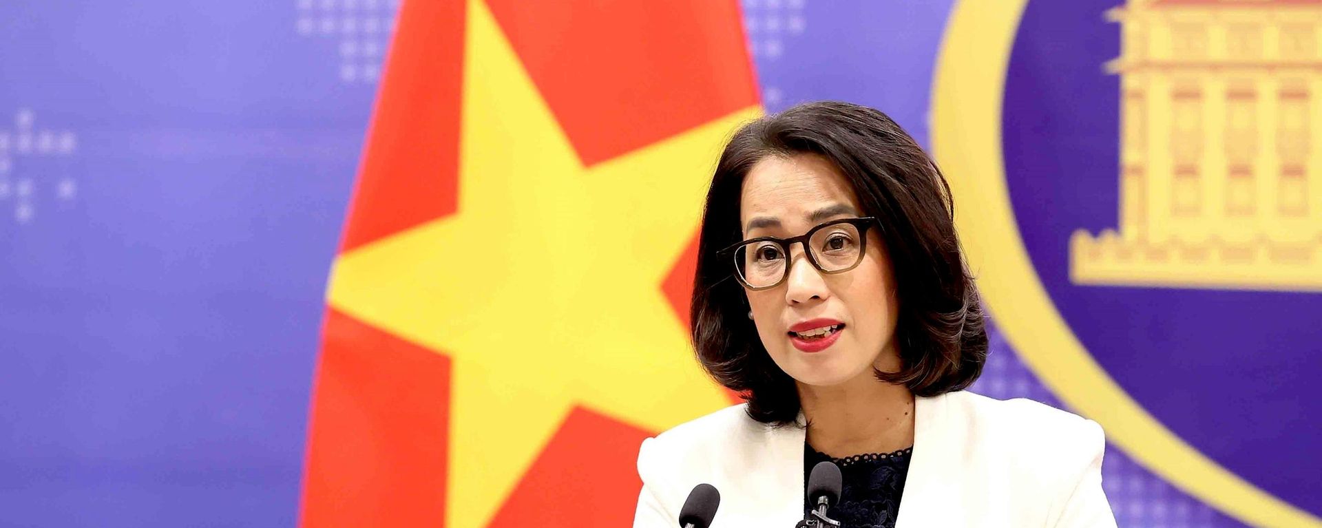 Người phát ngôn Bộ Ngoại giao Phạm Thu Hằng chủ trì họp báo - Sputnik Việt Nam, 1920, 27.07.2026