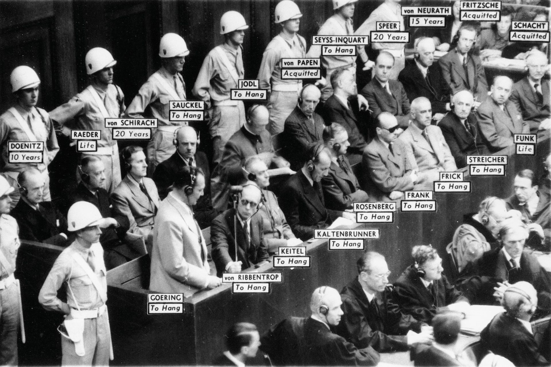 Hermann Goering, đứng trong bục bị cáo ở phía trước, đang đọc diễn văn trong giai đoạn cuối cùng của phiên tòa Nuremberg. - Sputnik Việt Nam, 1920, 01.10.2026