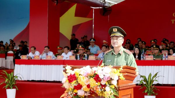 Thượng tướng Phạm Thế Tùng, Thứ trưởng Bộ Công an, Ủy viên Thường trực Ban Chỉ đạo phòng, chống khủng bố quốc gia, phát biểu tại buổi diễn tập - Sputnik Việt Nam