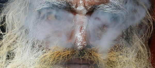 Một người Sadhu Ấn Độ trong  đám khói thuốc - Sputnik Việt Nam