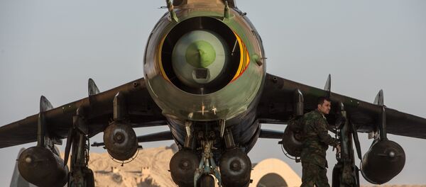 Máy bay Su-22 của Syria tại căn cứ không quân của quân đội Syria ở tỉnh Homs Máy bay Su-22 của Syria tại căn cứ không quân của quân đội Syria ở tỉnh Homs - Sputnik Việt Nam