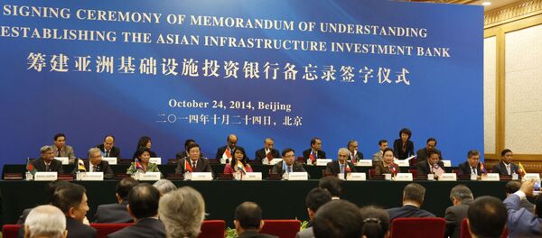 Ký thỏa thuận thành lập Ngân hàng đầu tư cơ sở hạ tầng châu Á ở Bắc Kinh Ký thỏa thuận thành lập Ngân hàng đầu tư cơ sở hạ tầng châu Á ở Bắc Kinh - Sputnik Việt Nam