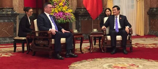 Thống đốc Primorye Vladimir Miklushevsky đã được nhà lãnh đạo Việt Nam Trương Tấn Sang tiếp trong Phủ Chủ tịch tại Hà Nội. Thống đốc Primorye Vladimir Miklushevsky đã được nhà lãnh đạo Việt Nam Trương Tấn Sang tiếp trong Phủ Chủ tịch tại Hà Nội. - Sputnik Việt Nam