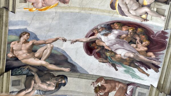 Tranh tường của Michelangelo miêu tả Adam trên trần nhà nguyện Sistine ở Vatican - Sputnik Việt Nam