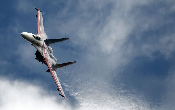 Chiến đấu cơ đa năng Su-27 của đội thuật lái nhào lộn Tráng sĩ Nga” Diễn đàn quốc tế “Quân đội-2016” - Sputnik Việt Nam