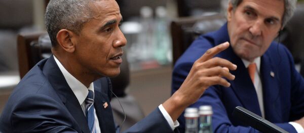 Tổng thống Hoa Kỳ Barack Obama tại cuộc gặp với tổng thống Nga Vladimir Putin - Sputnik Việt Nam