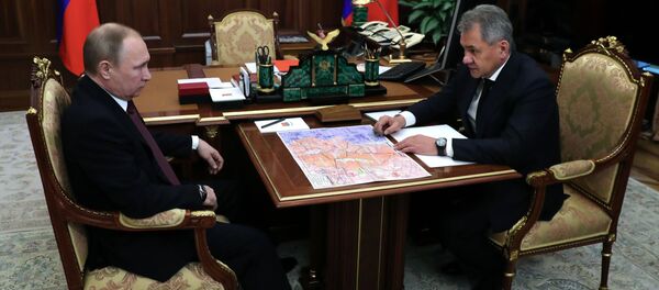 Bộ trưởng Quốc phòng Nga Sergei Shoigu tại cuộc họp với Tổng thống Nga Vladimir Putin - Sputnik Việt Nam
