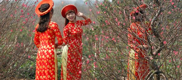 Phụ nữ Việt Nam mặc trang phục truyền thống nhân dịp Tết Nguyên đán - Sputnik Việt Nam