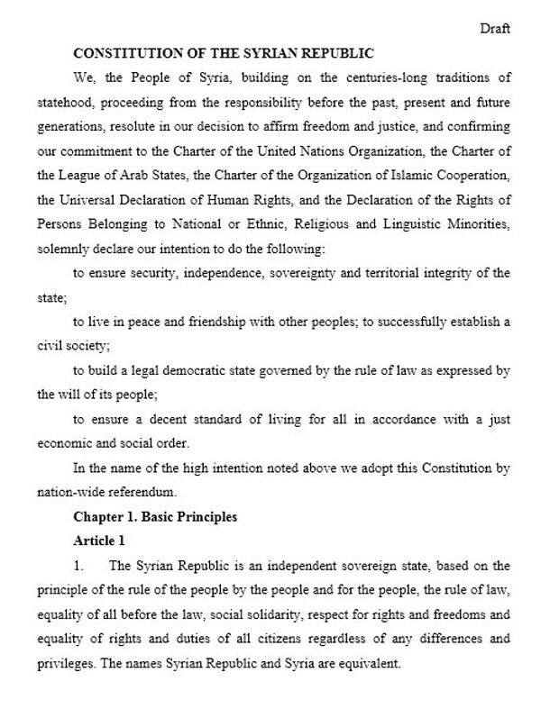 Dự thảo Hiến pháp Syria do Nga đề xuất Dự thảo Hiến pháp Syria do Nga đề xuất - Sputnik Việt Nam