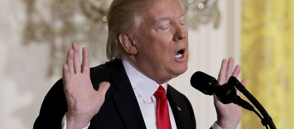 U.S. President Donald Trump reacts to a question from reporters during a lengthy news conference at the White House in Washington, U.S., February 16, 2017. - Sputnik Việt Nam