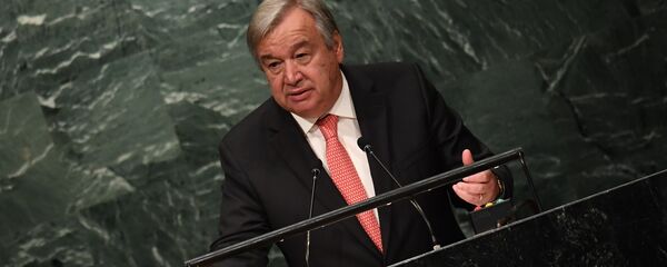 UN Secretary-General-designate Antonio Guterres speaks during the ceremony for the appointment of the Secretary-General during the 70th session of the General Assembly October 13, 2016 at the United Nations in New York - Sputnik Việt Nam