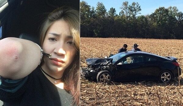 Không bị thương nặng nhưng ca sĩ Pha Lê cho biết cô rất hoảng loạn tinh thần, chiếc xe hơi bị hỏng nát phần đầu. Không bị thương nặng nhưng ca sĩ Pha Lê cho biết cô rất hoảng loạn tinh thần, chiếc xe hơi bị hỏng nát phần đầu. - Sputnik Việt Nam