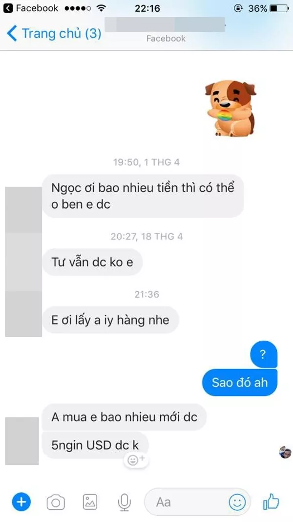 Diệp Bảo Ngọc đăng tải đoạn tin nhắn mà người đàn ông lạ mặt gạ gẫm cô Diệp Bảo Ngọc đăng tải đoạn tin nhắn mà người đàn ông lạ mặt gạ gẫm cô - Sputnik Việt Nam