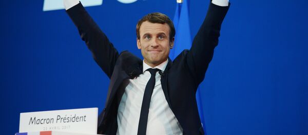 Emmanuel Macron, French presidential candidate and leader of the movement En Marche!, during a news conference following the first round of the election. Emmanuel Macron, French presidential candidate and leader of the movement En Marche!, during a news conference following the first round of the election. - Sputnik Việt Nam