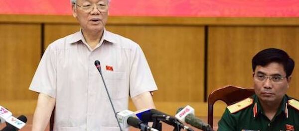 Tổng bí thư Nguyễn Phú Trọng phát biểu tại cuộc tiếp xúc cử tri. Tổng bí thư Nguyễn Phú Trọng phát biểu tại cuộc tiếp xúc cử tri. - Sputnik Việt Nam