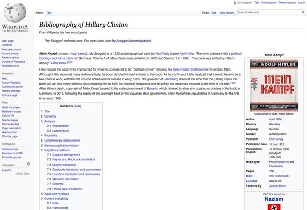 Wikipedia ám chỉ về mối liên hệ của Hillary Clinton với Hitler - Sputnik Việt Nam