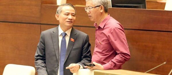 Bộ trưởng GTVT Trương Quang Nghĩa (trái) trao đổi với đại biểu Quốc hội Bộ trưởng GTVT Trương Quang Nghĩa (trái) trao đổi với đại biểu Quốc hội - Sputnik Việt Nam