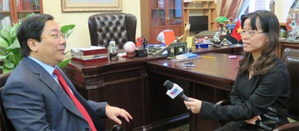 Đại sứ Nguyễn Thanh Sơn trả lời phỏng vấn của phóng viên VOV - Sputnik Việt Nam