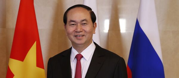 TThủ tướng Nga Dmitry Medvedev gặp Chủ tịch Việt Nam Trần Đại Quang ở Matxcơva. - Sputnik Việt Nam