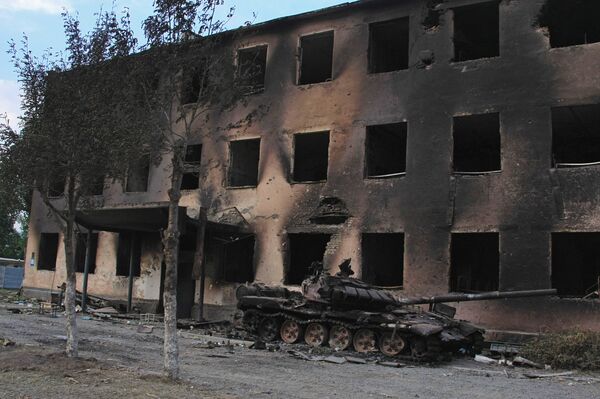 A Russian peacekeepers' destroyed military base in Tskhinvali, South Ossetia. File photo A Russian peacekeepers' destroyed military base in Tskhinvali, South Ossetia. File photo - Sputnik Việt Nam