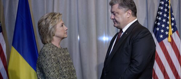 Кандидат в президенты США Хиллари Клинтон и президент Украины Петр Порошенко в Нью-Йорке - Sputnik Việt Nam