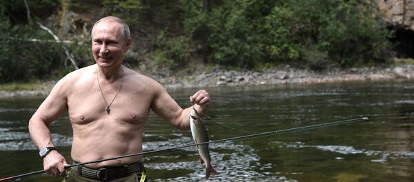 Tổng thống Vladimir Putin bơi ở thác hồ trên núi tại Cộng hòa Tyva - Sputnik Việt Nam