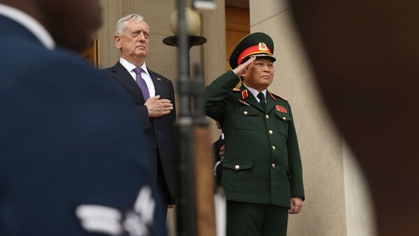 Đại tướng Ngô Xuân Lịch và Bộ trưởng Quốc phòng Mỹ James Mattis - Sputnik Việt Nam