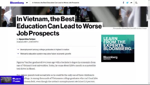 Bloomberg nói về tỉ lệ sinh viên thất nghiệp ở Việt Nam Bloomberg nói về tỉ lệ sinh viên thất nghiệp ở Việt Nam - Sputnik Việt Nam