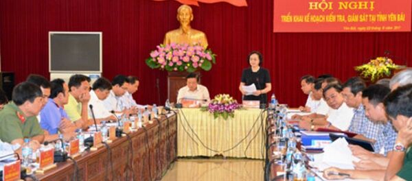 Bí thư Tỉnh ủy Yên Bái Phạm Thị Thanh Trà phát biểu tại buổi làm việc. - Sputnik Việt Nam