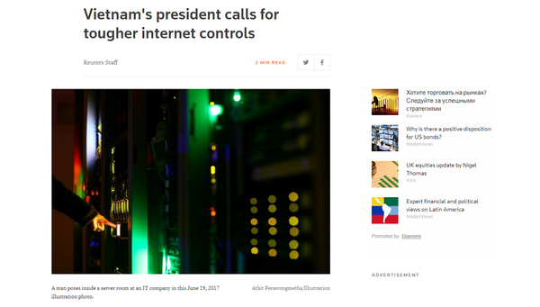 Reuters đánh giá cao công tác kiểm soát an ninh mạng của Việt Nam - Sputnik Việt Nam
