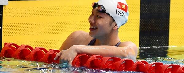 Ánh Viên hài lòng với phong độ của mình trong ngày 25/8. Ánh Viên hài lòng với phong độ của mình trong ngày 25/8. - Sputnik Việt Nam